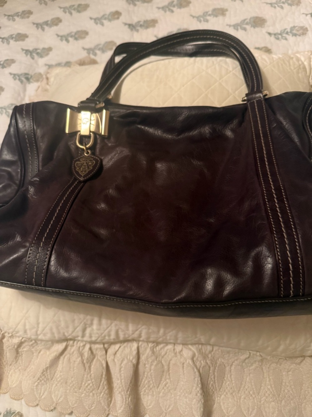 Gucci Dark Brown Leather Satchel with Gold Hardware - Picture 6 of 6